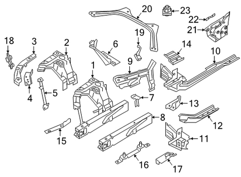 2021 BMW 430i Structural Components & Rails REAR LEFT ENGINE SUPPORT Diagram for 41007486627