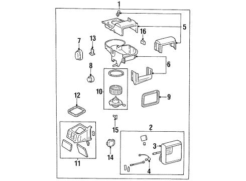 1996 Kia Sephia Air Conditioner EVAPORATOR& Blower Unit Diagram for 0K24361520F