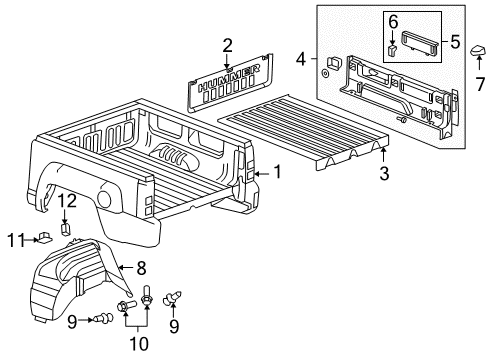 2009 Hummer H3T Box Assembly Tie Down Hook Diagram for 15749157