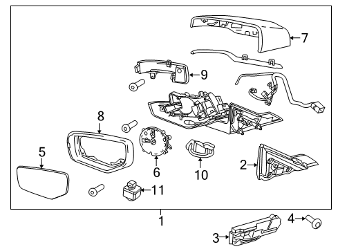 2020 Cadillac CT6 Mirrors Mirror Assembly Gasket Diagram for 23382865