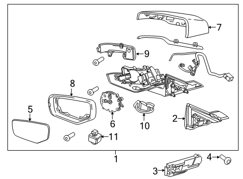 2018 Cadillac CT6 Mirrors Bezel Diagram for 23105611