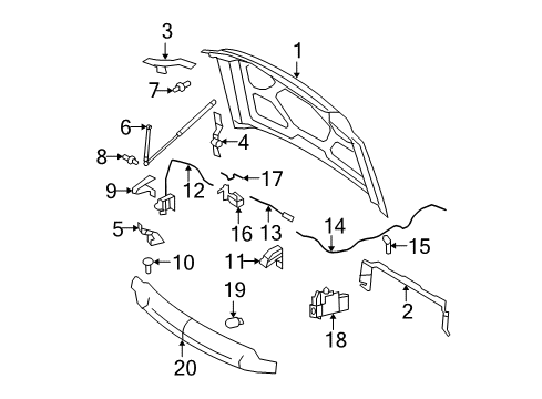 2008 Ford F-350 Super Duty Bulbs Release Handle Diagram for F81Z-16916-AB