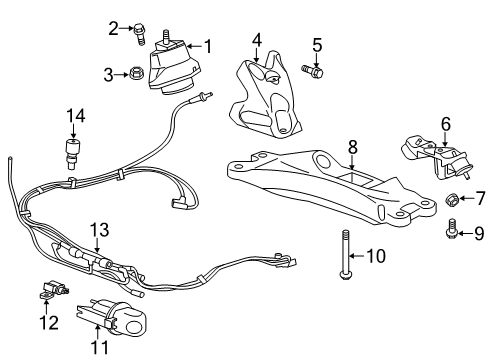 2018 Cadillac ATS Engine & Trans Mounting Transmission Mount Bolt Diagram for 11589166