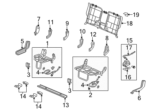 2018 Honda Ridgeline Rear Seat Components Guide, RR. Seat Leg Diagram for 82117-T6Z-A01