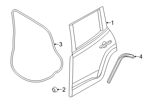 2022 Jeep Renegade Door & Components WEATHERST-Rear Door Mounted Diagram for 68420173AA