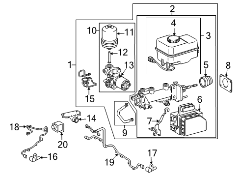 2011 Toyota Land Cruiser ABS Components Master Cylinder Assembly Diagram for 47025-60361