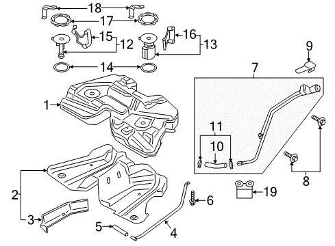 2019 Lincoln Continental Fuel Supply Tank Strap Diagram for JD9Z-9054-A