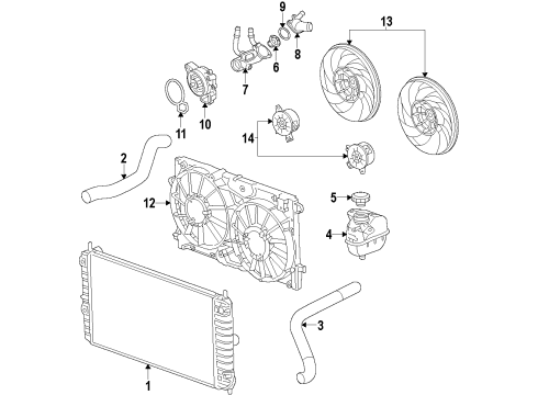 2013 Buick Regal Cooling System, Radiator, Water Pump, Cooling Fan Shroud-Engine Coolant Fan Diagram for 22915388