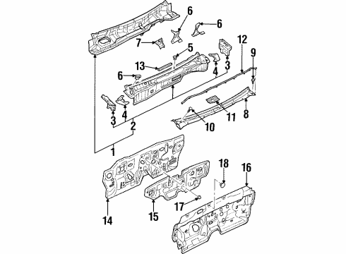 1999 Infiniti I30 Cowl Dash-Lower Diagram for 67300-40U36