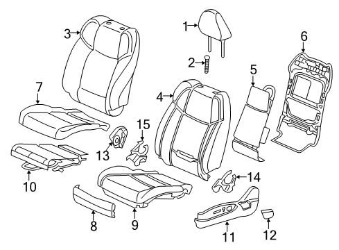 2020 Acura TLX Driver Seat Components Pad Complete L, Front Cushion Diagram for 81537-TZ3-A81