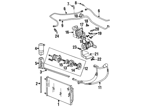 1995 Buick Riviera Air Conditioner Pulley, A/C Compressor Diagram for 6580045