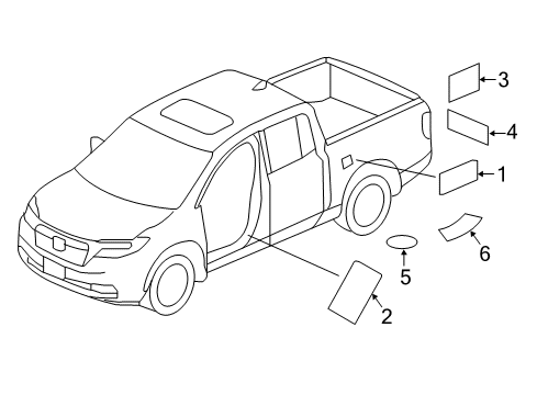 2018 Honda Ridgeline Information Labels Label, Hitch Caution Diagram for 87553-RLX-A00
