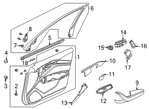 2021 Acura TLX Interior Trim - Front Door Armrest, Passenger Side (Luxury Saddle Brown) Diagram for 83502-TGV-A42ZB