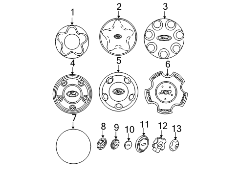 2001 Ford F-150 Wheel Covers & Trim Wheel Cap Diagram for YL3Z-1130-AB