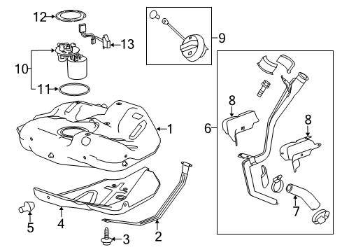 2013 Chevrolet Malibu Fuel Supply Fuel Pump Diagram for 13579893