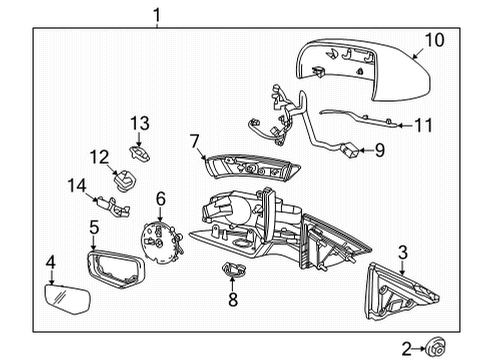 2021 Cadillac CT4 Outside Mirrors Mirror Assembly Diagram for 85155060