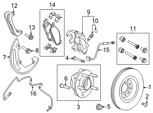 2012 Lincoln MKT Brake Components Splash Shield Diagram for AG1Z-2K005-A