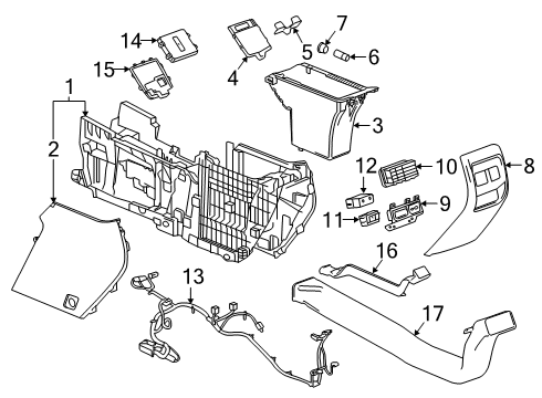 2019 Cadillac XT4 Center Console Compartment Box Diagram for 84541541