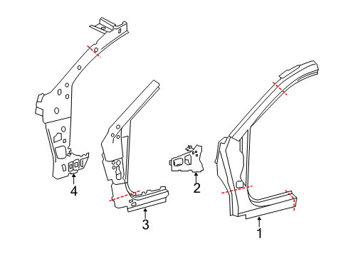 2014 Toyota Avalon Hinge Pillar Inner Hinge Pillar Diagram for 61102-07010