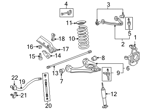 2001 Chevrolet Silverado 2500 Front Suspension Components, Lower Control Arm, Upper Control Arm, Stabilizer Bar Front Shock Absorber Kit Diagram for 89038595