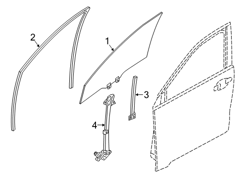 2017 Honda HR-V Front Door - Glass & Hardware Channel, Left Front Door Run Diagram for 72275-T7W-A01