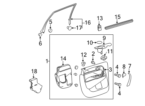 2009 Buick Enclave Interior Trim - Rear Door Seal Strip Diagram for 10372820