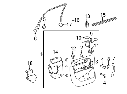 2009 Buick Enclave Interior Trim - Rear Door Frame Molding Diagram for 25972222