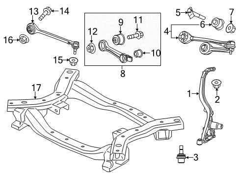 2018 Chrysler 300 Front Suspension Components, Lower Control Arm, Upper Control Arm, Ride Control, Stabilizer Bar Ball Join-KNUCKLE Diagram for 68159271AA