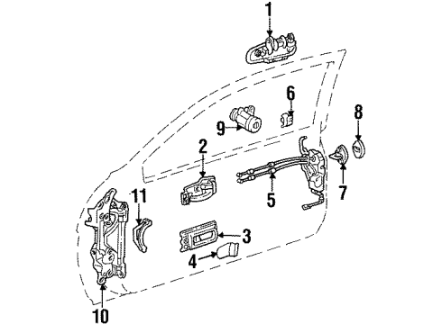 2000 Lexus SC300 Front Door Front Door Outside Handle Assembly, Right Diagram for 69210-24040-A1