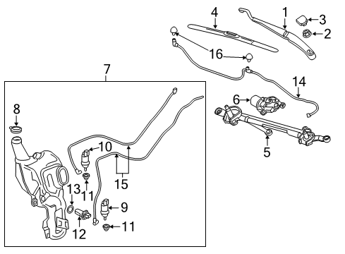 2017 Cadillac XT5 Wiper & Washer Components Washer Hose Diagram for 84122627