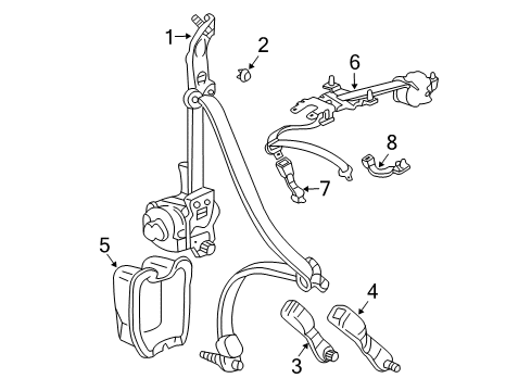 2008 Honda Pilot Seat Belt Protector, R. Center Seat Belt Diagram for 82391-S9V-A00