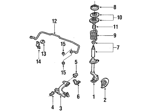 1988 Pontiac LeMans Front Suspension Components, Lower Control Arm, Stabilizer Bar, Wheel Bearings Mount(Bearing), Front Suspension Strut Diagram for 90184756