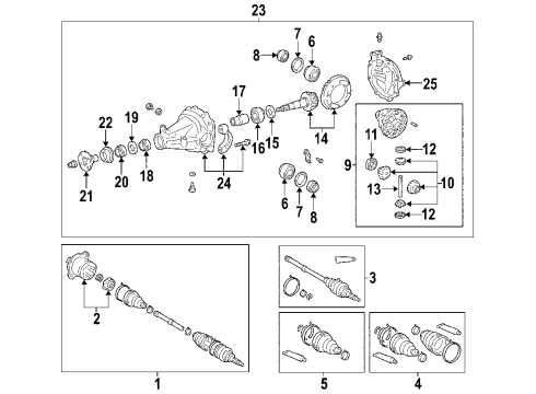 2005 Lexus RX330 Rear Axle, Axle Shafts & Joints, Differential, Propeller Shaft Outer Joint Diagram for 42370-49125