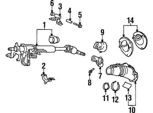 1999 Honda Prelude Steering Column & Wheel, Steering Gear & Linkage Cover, Steering Joint Diagram for 53320-S30-A80