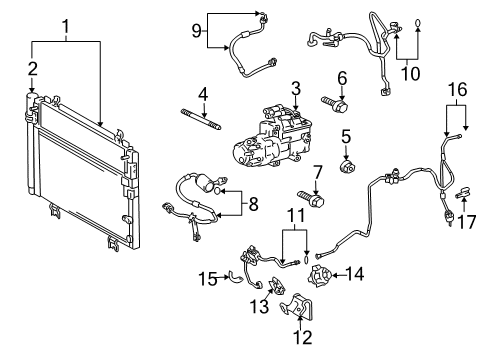 2009 Lexus LS600h Air Conditioner CONDENSER Assembly Diagram for 88460-50230