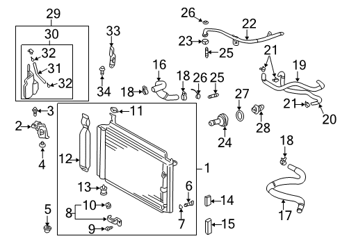 2003 Toyota Prius Radiator & Components By-Pass Hose Diagram for 16264-21030