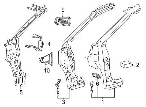 2020 Lexus RX450hL Hinge Pillar GUSSET, Front Body Pillar Diagram for 61146-0E070