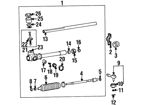 1996 Hyundai Accent Steering Column & Wheel, Steering Gear & Linkage Rack-Steering Gear Box Diagram for 56531-25010