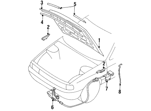 1992 Nissan Sentra Hood & Components Male Assy-Hood Lock Diagram for 65601-65Y00