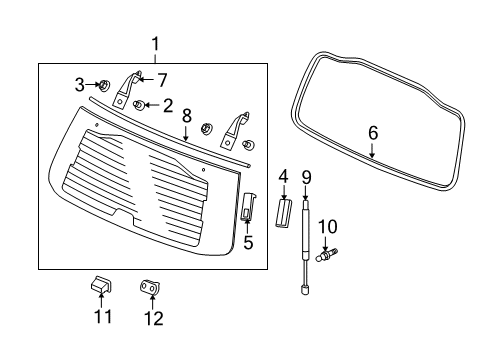 2014 Honda Pilot Glass & Hardware - Back Glass Weatherstrip, Glass Hatch Diagram for 74441-SZA-A01