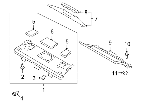 2013 Hyundai Genesis Interior Trim - Rear Body Sunshade Assembly-Rear Diagram for 85690-3M000