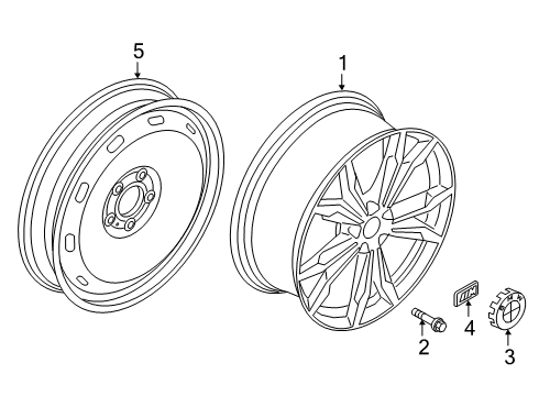 2021 BMW X2 Wheels Disc Wheel Light Alloy Jet Bl.Solenoid.Paint Diagram for 36108008622