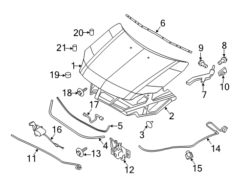 2010 Lincoln MKZ Hood & Components Release Lever Diagram for AH6Z-16916-A