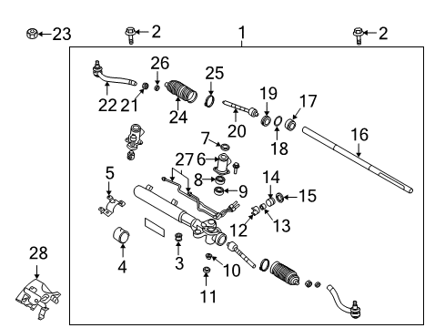 2011 Hyundai Veracruz Steering Column & Wheel, Steering Gear & Linkage Bolt Diagram for 1124112306K