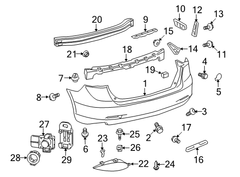 2015 Toyota Venza Rear Bumper Bumper Cover Cover Diagram for 52163-0T901