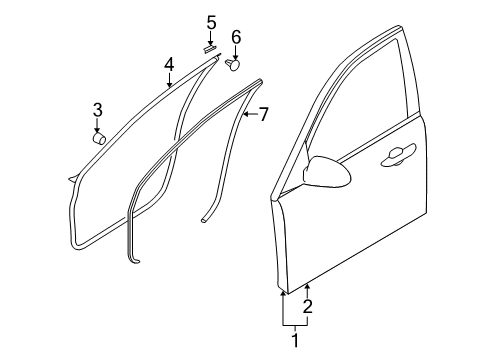 2009 Kia Amanti Front Door WEATHERSTRIP-Front Door Body Side Diagram for 821103F50026