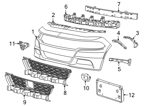 2019 Dodge Charger Front Bumper Bracket-FASCIA To Fender Diagram for 68226532AA