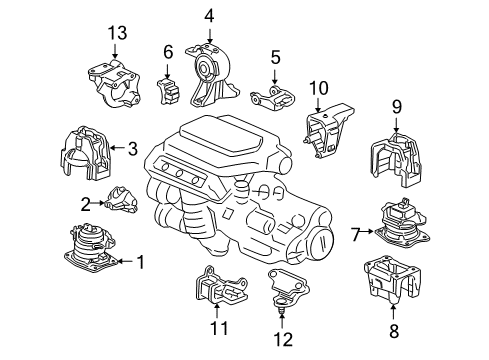2008 Honda Odyssey Engine & Trans Mounting Bracket, RR. Engine Mounting Diagram for 50610-SHJ-A60