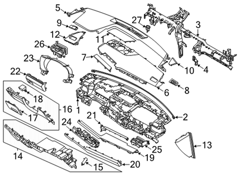 2021 Kia K5 Instrument Panel Spring Nut Diagram for 0A84705000