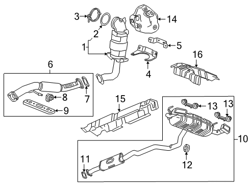 2020 Cadillac XT4 Turbocharger Muffler & Pipe Hanger Diagram for 84134035